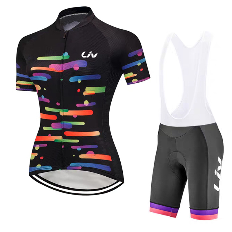 Cycling Gear Ladies - ชุดเสื้อปั่นจักรยานสำหรับผู้หญิง LIV สำหรับฤดูร้อน ชุดปั่นจักรยานบนถนน เสื้อปั่นจักรยาน กางเกงปั่นจักรยานพร้อมแผ่นรองนั่งฟองน้ำ