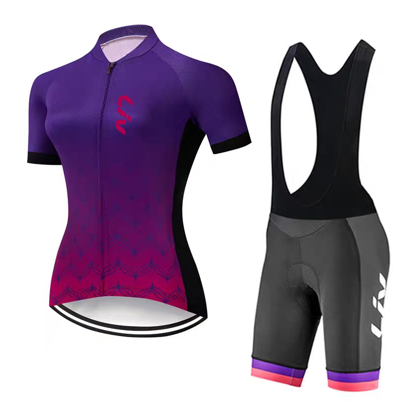 Cycling Gear Outfit - LIV ชุดกีฬาปั่นจักรยานสำหรับผู้หญิง เสื้อปั่นจักรยานฤดูร้อน กางเกงปั่นจักรยานแบบมีฟองน้ำ กางเกงปั่นจักรยาน เสื้อปั่นจักรยาน