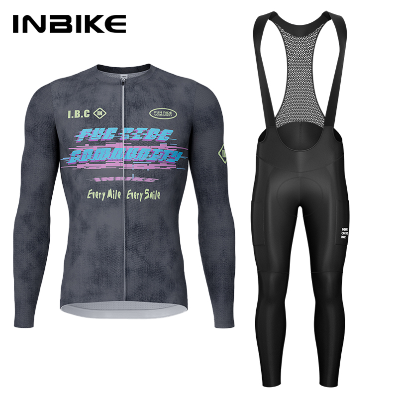 Cycling Gear Outfit - ชุดปั่นจักรยาน INBIKE สำหรับฤดูใบไม้ผลิและฤดูใบไม้ร่วง เสื้อปั่นจักรยานแขนยาว กางเกงปั่นจักรยานแบบมีแผ่นรอง ชุดปั่นจักรยานเสือภูเขาและเสือหมอบ