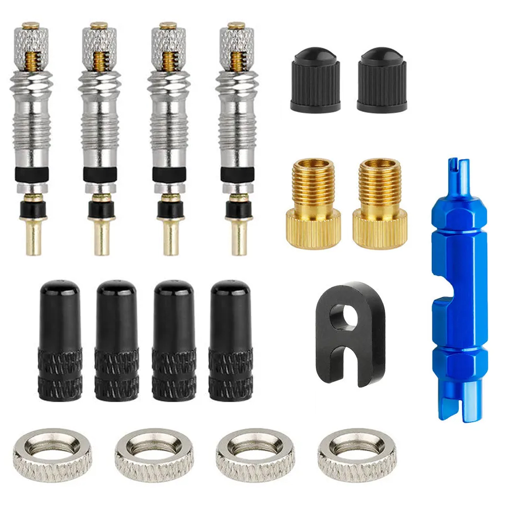 Bike Tube Repair Kit - 6/18 ชิ้น อะแดปเตอร์หัวจ่ายลมแบบฝรั่งเศสสำหรับจักรยาน อุปกรณ์เสริมปั๊มลม อะไหล่เปลี่ยนยางแบบไม่มียางใน เครื่องมือซ่อมยาง