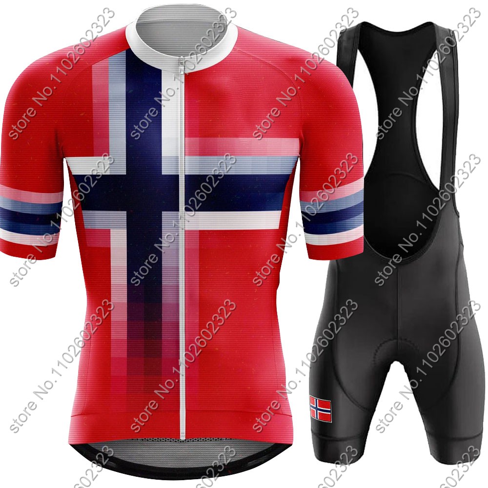 Cycling Gear Outfit - 2024 Norway ชุดทีมชาติเสื้อเจอร์ซีย์นักปั่นเสื้อผ้าสำหรับปั่นจักรยานเสือภูเขาชุดปั่นจักรยานเสือภูเขากางเกงขาสั้น