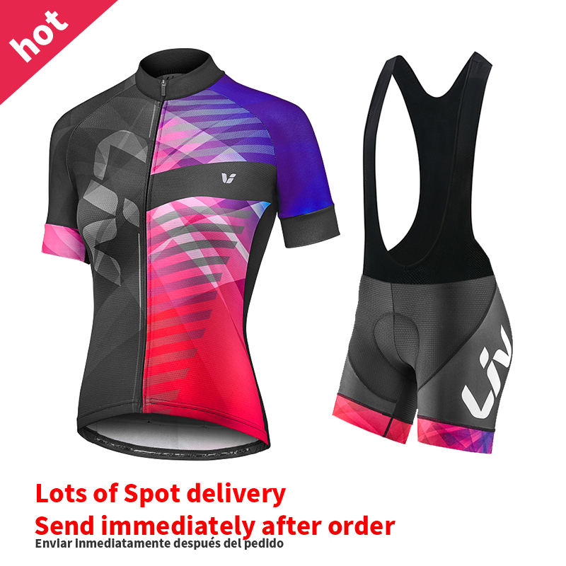 Cycling Gear Outfit - ชุดกางเกงขาสั้นขี่จักรยาน Liv 2023ใหม่ผู้หญิงเสื้อเจอร์ซีย์นักปั่นจักรยานเสื้อแขนยาวทีม Liv ชุดแข่งรถรุ่นทีม Liv